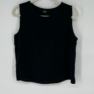 EILEEN FISHER Women’s Silk Tank Top Size M Black Sleeveless Minimalist Basic